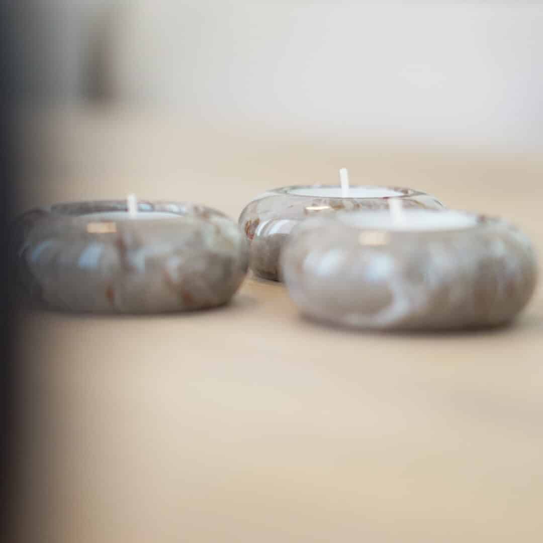 Tealight holder set ribbon marble